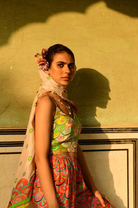 Lata Cape And Crop Top With Pansy Sharara