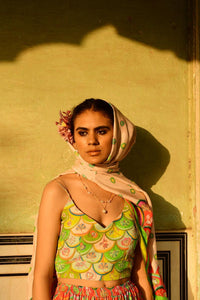 Lata Cape And Crop Top With Pansy Sharara