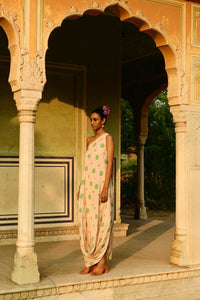 Surajmukhi Asymmetrical Ivory Printed One Shoulder Dress