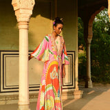 Surajmukhi Asymmetrical Dress With Cape