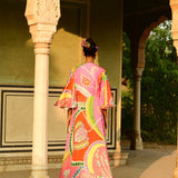 Surajmukhi Asymmetrical Dress With Cape