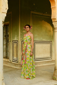 Luxury Printed Silk Jumpsuit With Belt