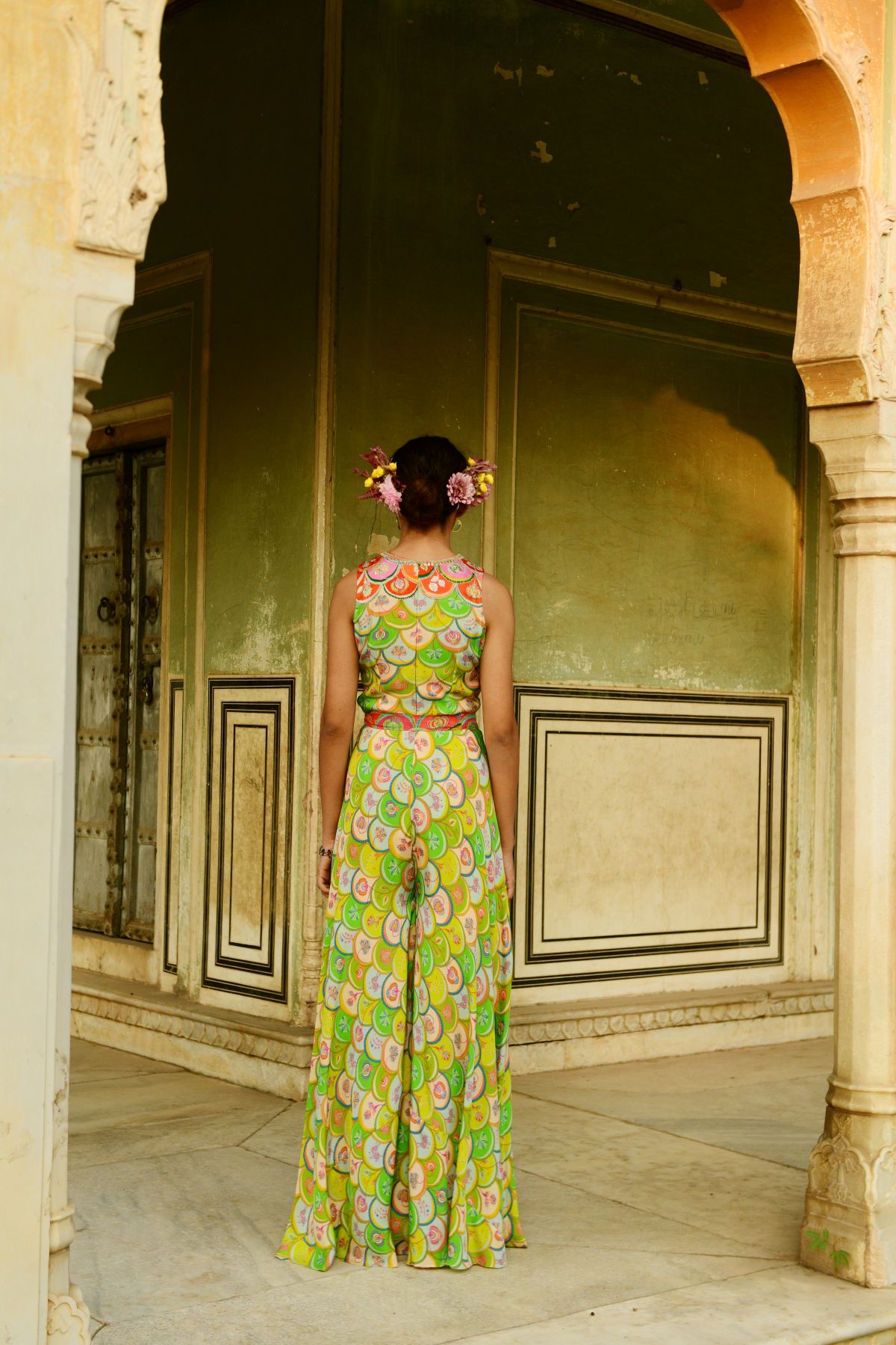 Luxury Printed Silk Jumpsuit With Belt