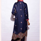 Morbagh Navy Asymetrical Embroidered Fringe Tunic With Straight Pants