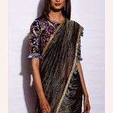 Sunheri Saree With Embroidered Blouse