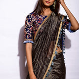 Sunheri Saree With Embroidered Blouse