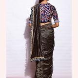 Sunheri Saree With Embroidered Blouse
