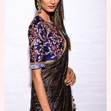 Sunheri Saree With Embroidered Blouse