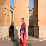 Purple & Red Printed Embroidered Chintz Sharara Set