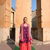 Purple & Red Printed Embroidered Chintz Sharara Set