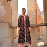 Charcoal Printed Embroidered Chintz Gauri Kurta set