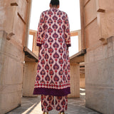Ivory Plum Printed Embroidered Chintz Gauri Kurta set