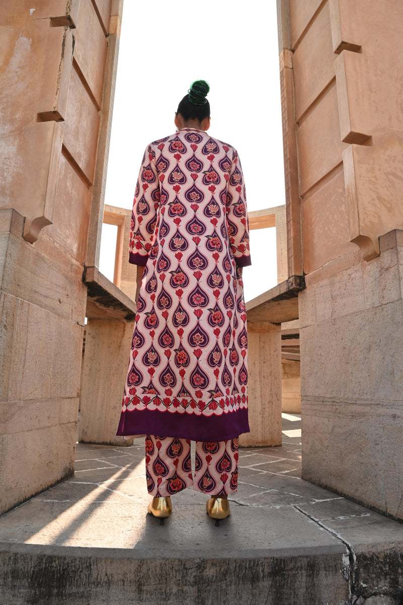 IVORY PLUM CHINTZ GAURI KURTA SET