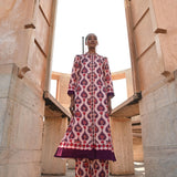 Ivory Plum Printed Embroidered Chintz Gauri Kurta set