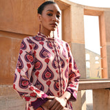 Ivory Plum Printed Embroidered Chintz Gauri Kurta set
