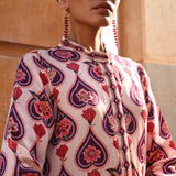Ivory Plum Printed Embroidered Chintz Gauri Kurta set
