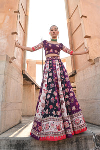 CHINTZ IVORY PURPLE LEHENGA
