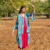 Printed Turquoise Zaal Overlay Cape