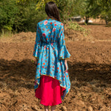 Printed Turquoise Zaal Overlay Cape