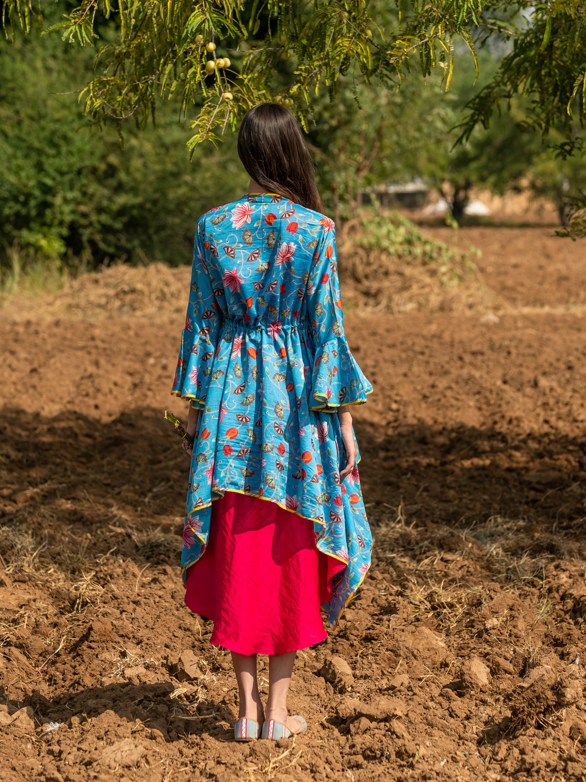 Printed Turquoise Zaal Overlay Cape