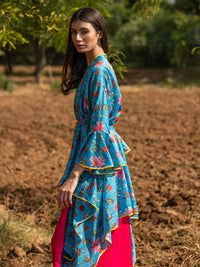 Printed Turquoise Zaal Overlay Cape