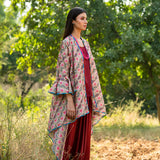 Printed Diagonal Beige Overlay Cape