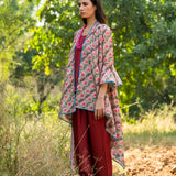 Printed Diagonal Beige Overlay Cape