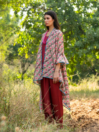 Printed Diagonal Beige Overlay Cape