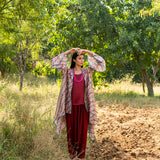 Printed Diagonal Beige Overlay Cape