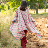 Printed Diagonal Beige Overlay Cape
