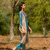 Striped Color Block Printed Turquoise Tunic