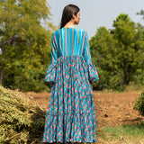 Print Block Turquoise Crushed Dress