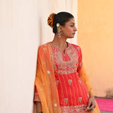 Scarlet Printed Embroidered Sharara Set