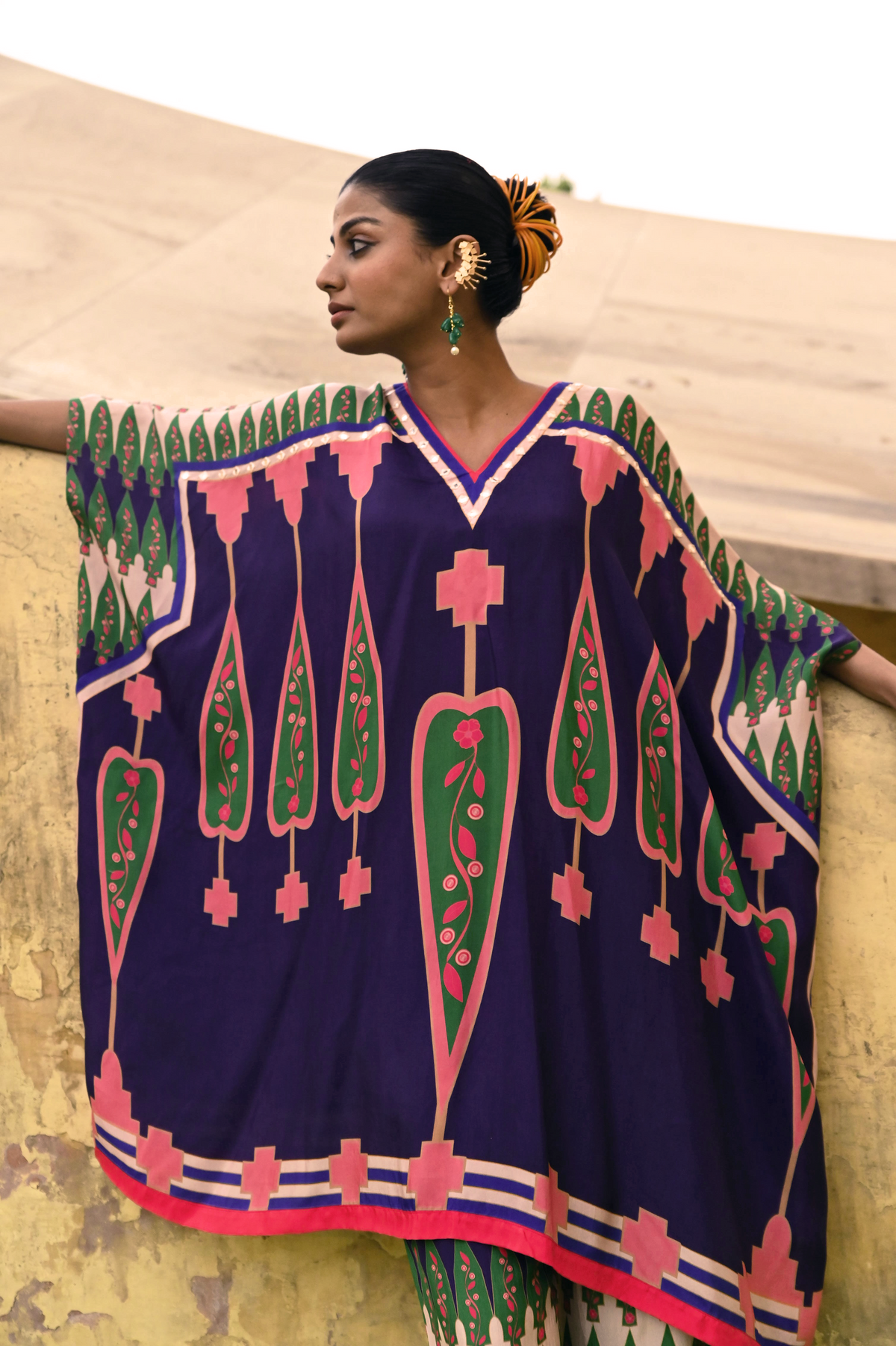 Kilim Printed Poncho Set