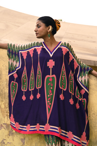 Kilim Printed Poncho Set
