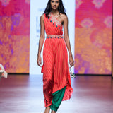 Gulal Printed Embroidered One Shoulder Dress with Pants