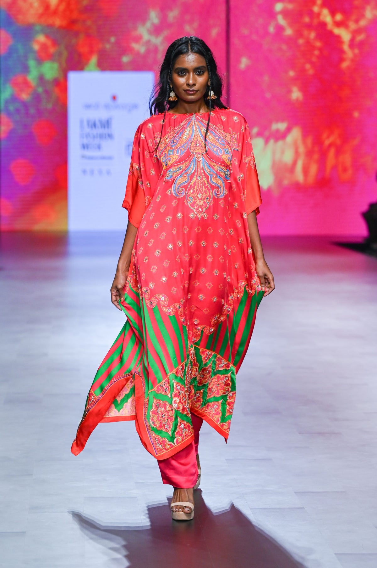 Gulal Printed Embroidered Kaftan Set