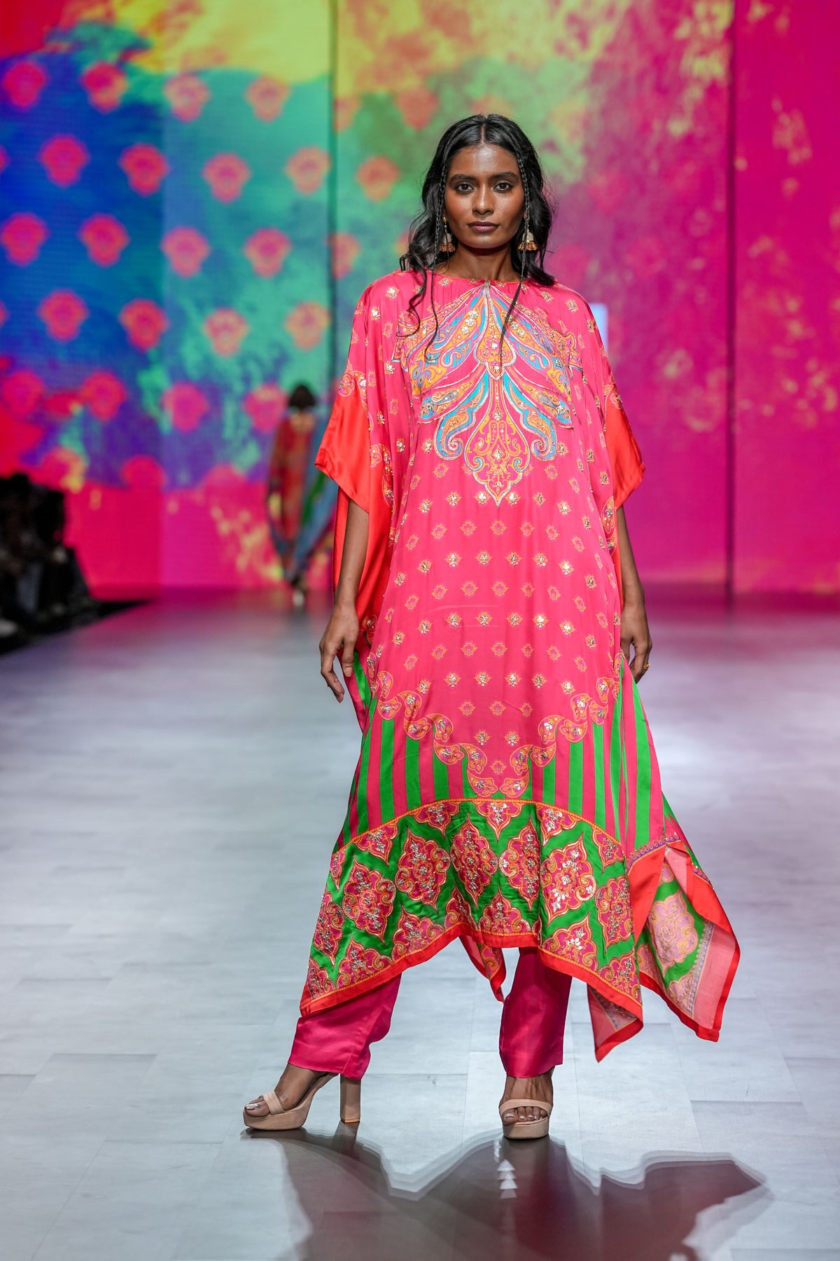 Gulal Printed Embroidered Kaftan Set