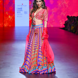 Gulal Red Purple Printed Embroidered Lehenga set