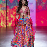 Gulal Red Purple Printed Embroidered Lehenga set