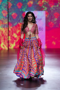 Gulal Red Purple Printed Embroidered Lehenga set