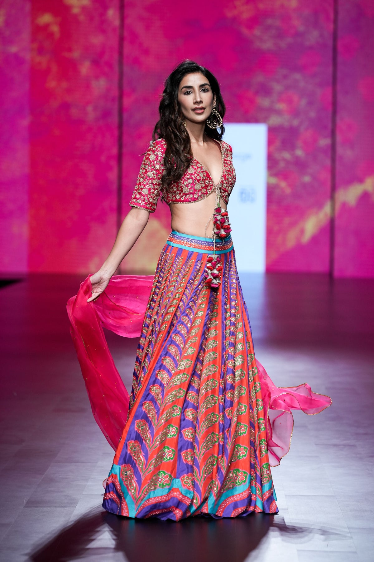 Gulal Red Purple Printed Embroidered Lehenga set