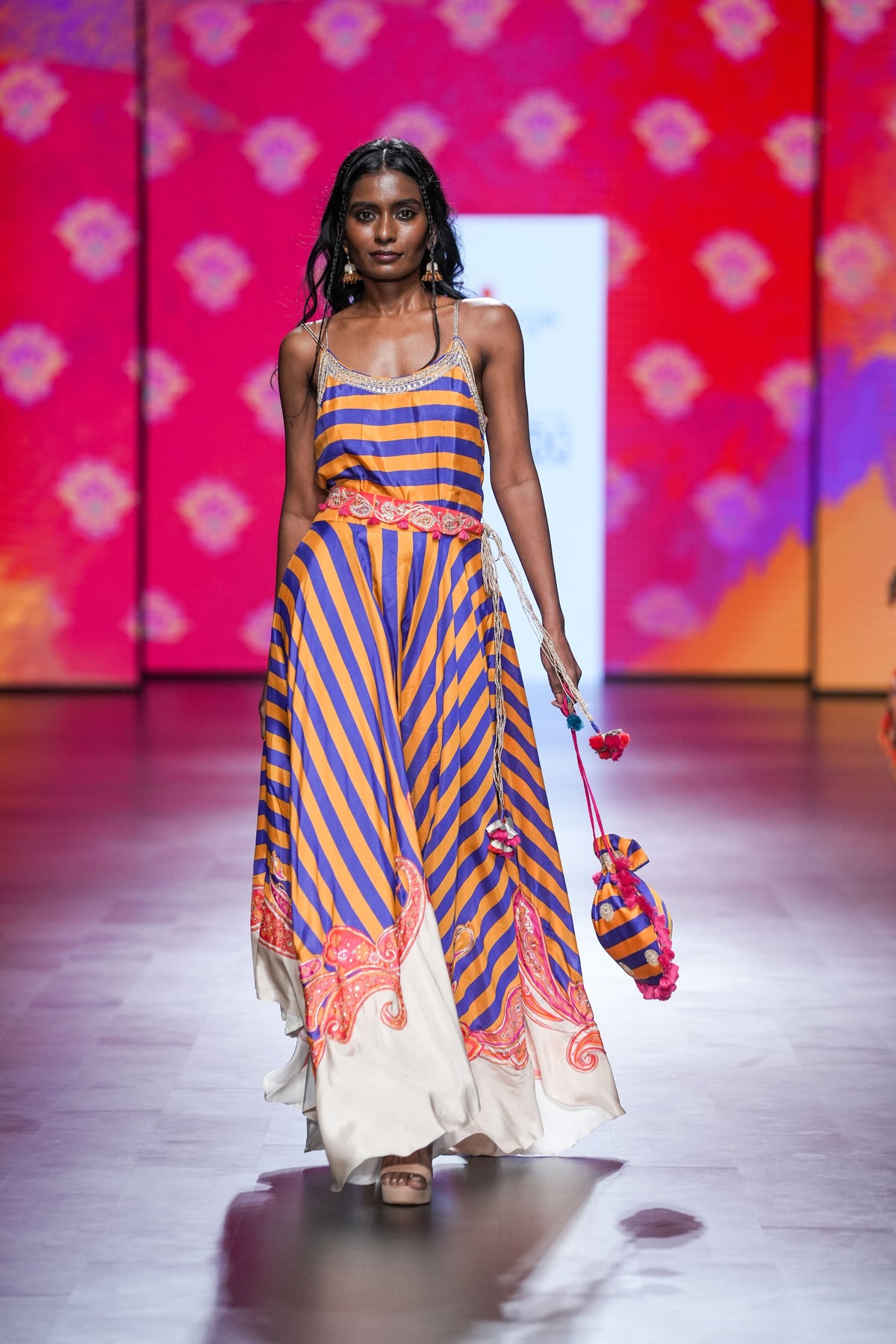 Gulal Printed Embroidered Asymmetrical Dress