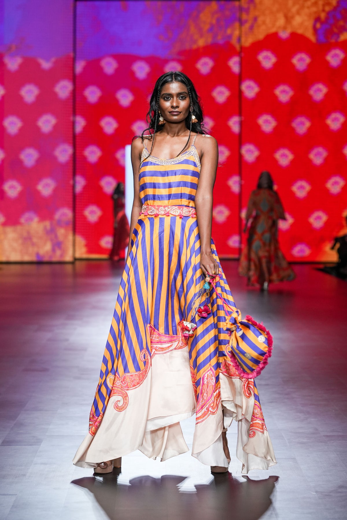 Gulal Printed Embroidered Asymmetrical Dress