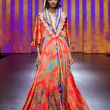 Gulal Printed Embroidered Purple Orange Jacket Set