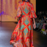 Gulal Printed Embroidered Purple Orange Jacket Set