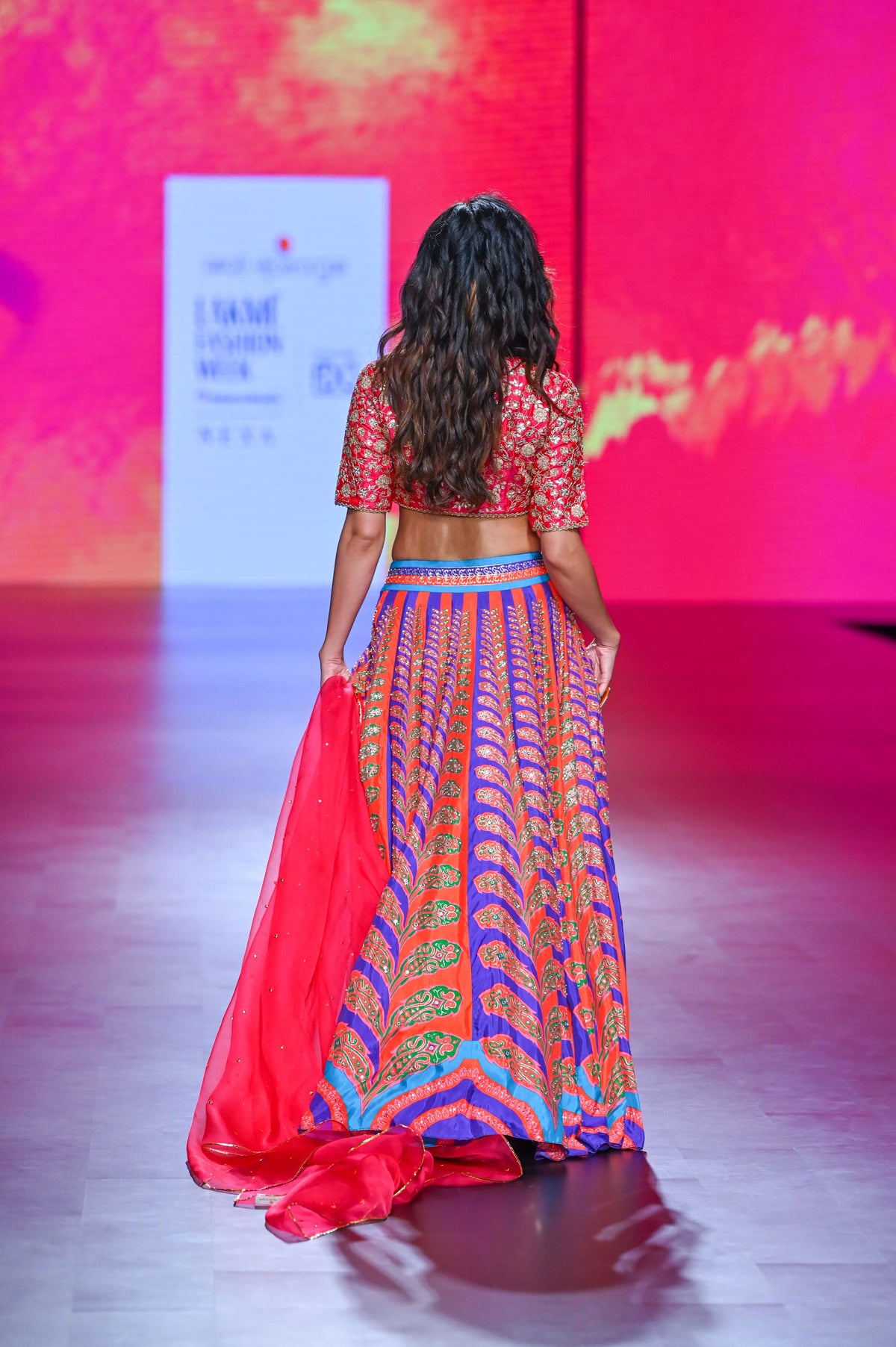 Gulal Red Purple Printed Embroidered Lehenga set