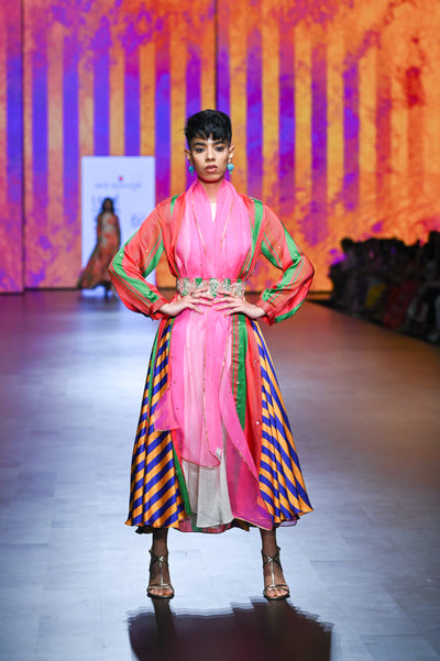 Gulal Printed Embroidered Jacket With Bias Dress