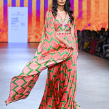 Gulal Fuchsia Green Printed Embroidered Jumpsuit