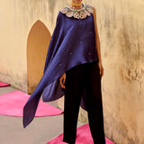 Purple Embroidered Chanchal Cape Set